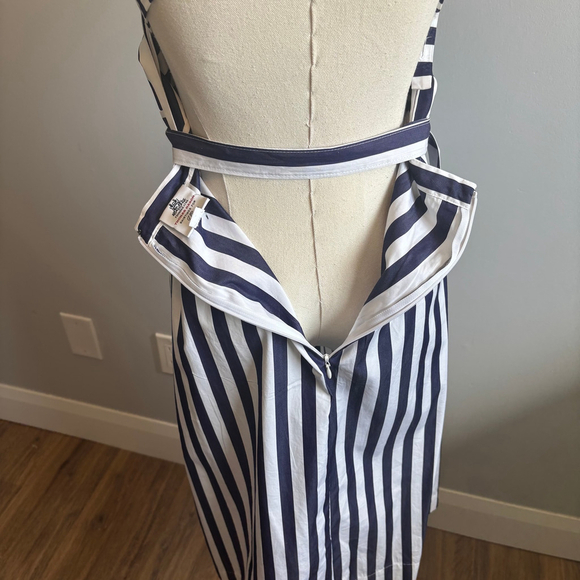 J. Crew Thomas Mason Women's Striped Apron Dress Navy & White SZ 14 - Picture 8 of 11